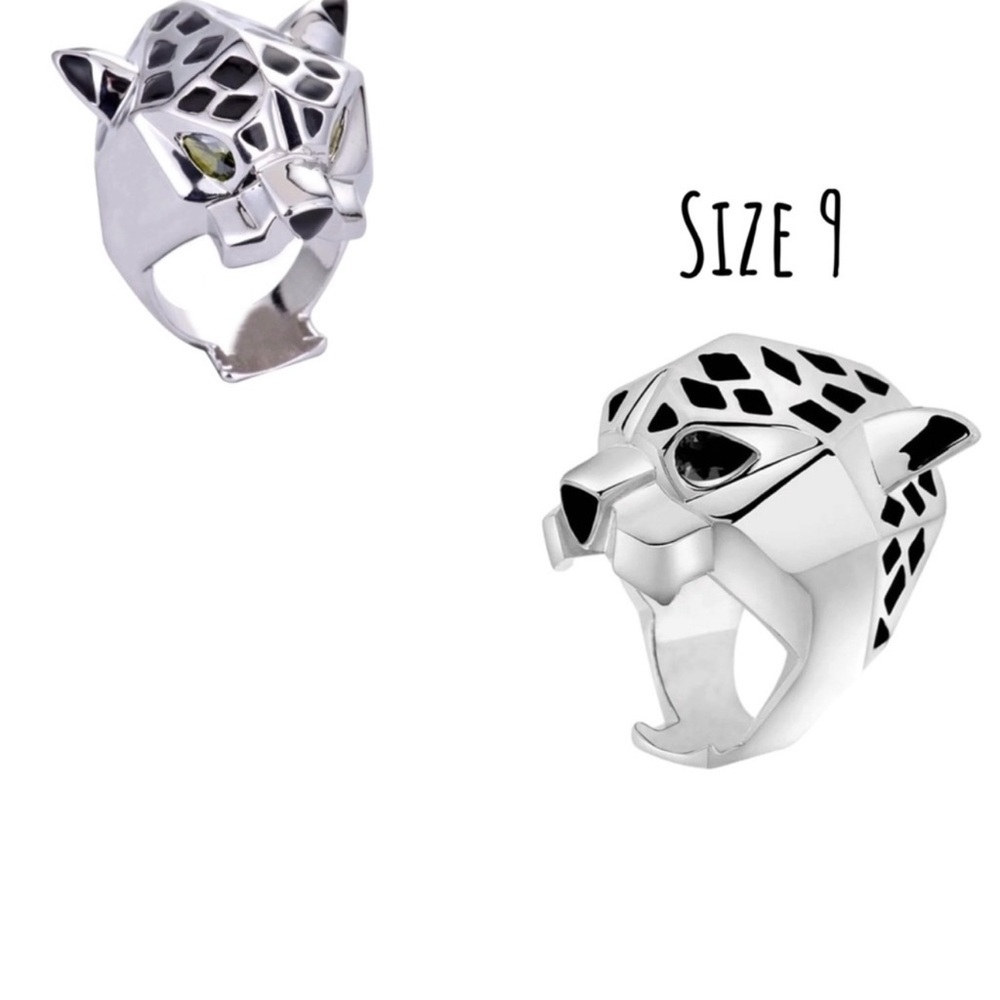 Silver Panther Statement Ring Size 9 Bold Sculptural Heavy